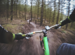 cycling through the woods